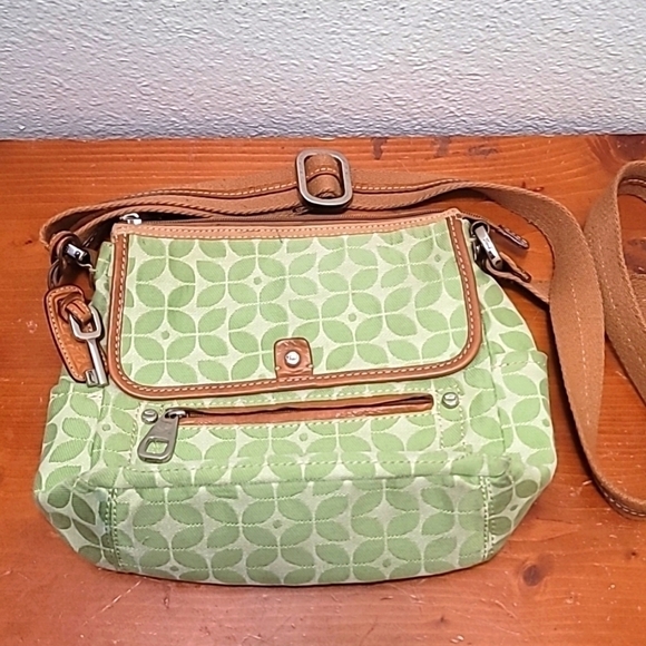 FOSSIL MARLOW CAMERA STYLE GREEN SIGNATURE CROSSBODY TOTE SHOULDER MEDIUM BAG - Picture 2 of 16